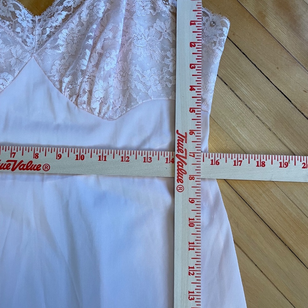 VANITY FAIR Vintage Slip Dress Lingerie Lace Midi Bridal Coquette Boho Pink - Picture 12 of 13